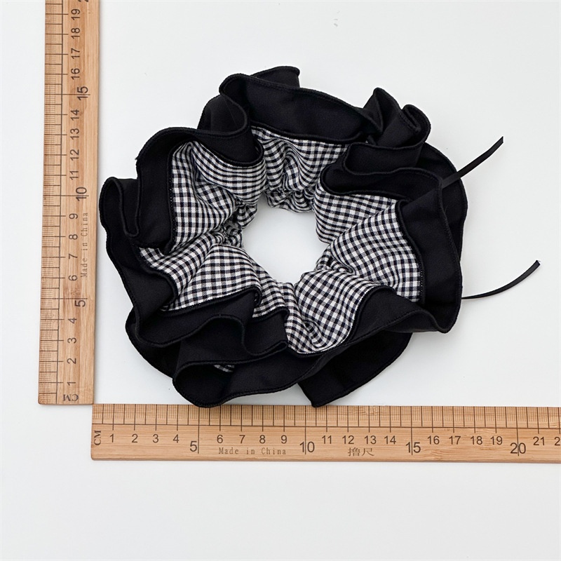 Women's Fabric Large Bowknot Ponytail Hair Tie Autumn Sweet Plaid