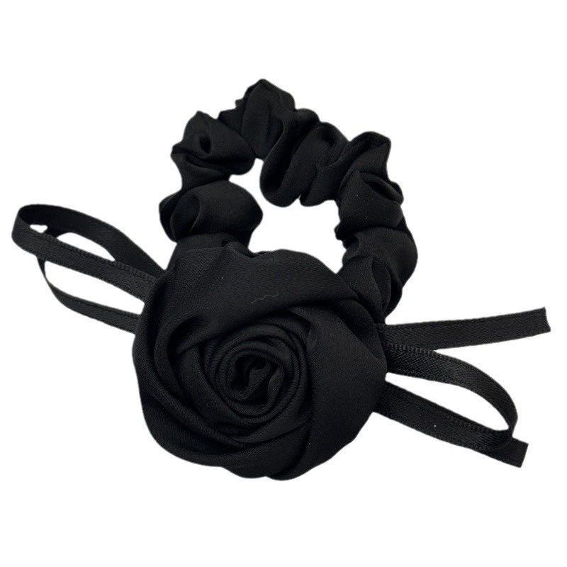 Women's Stylish Cloth Hair Tie For Daily Wear Beige Rose Bow Knot