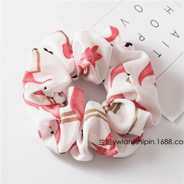 Women's Seamless Fabric Hair Scrunchie Festival Headwear Flamingo Print