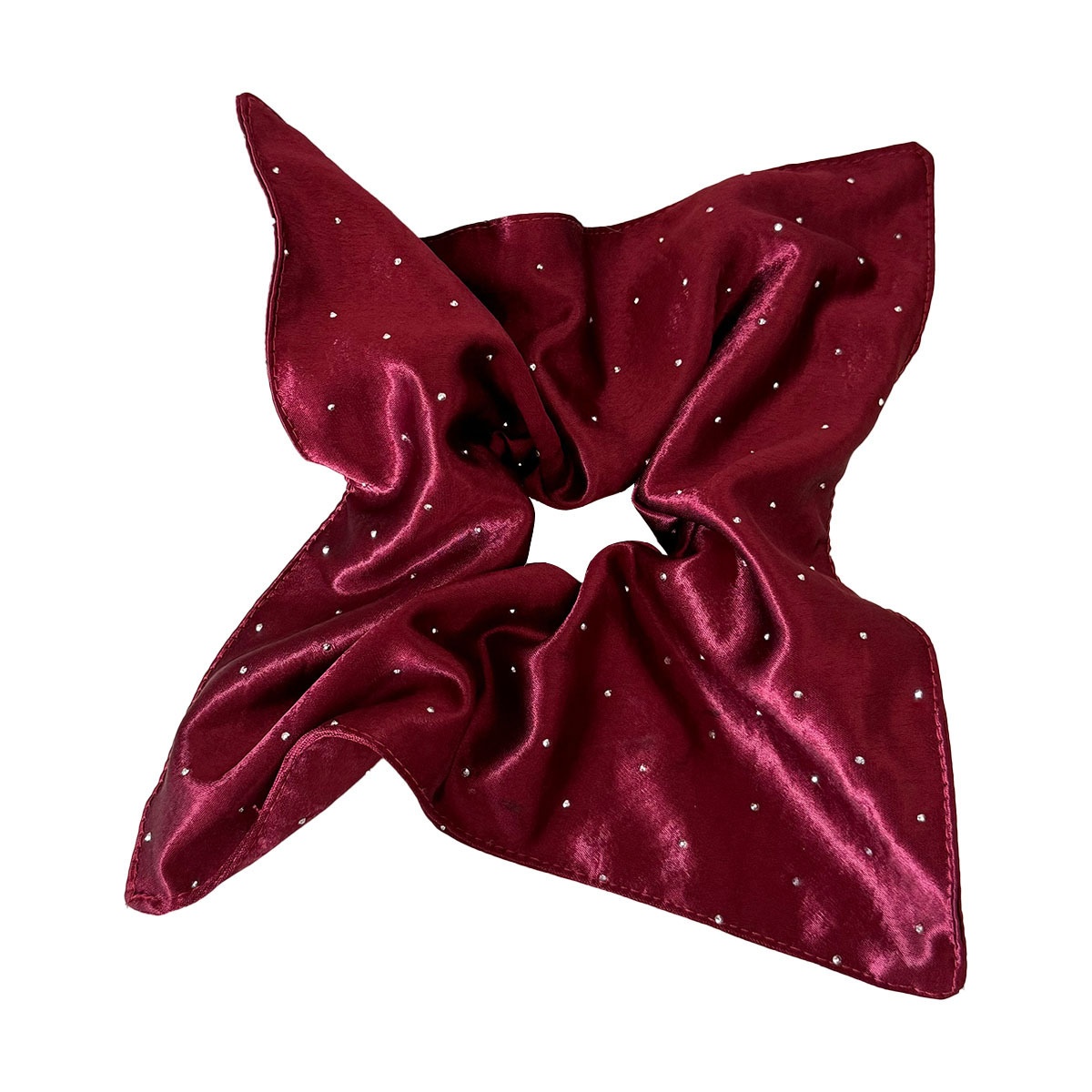 Women's All Season Satin Scarf Scrunchie Hair Tie Solid Red