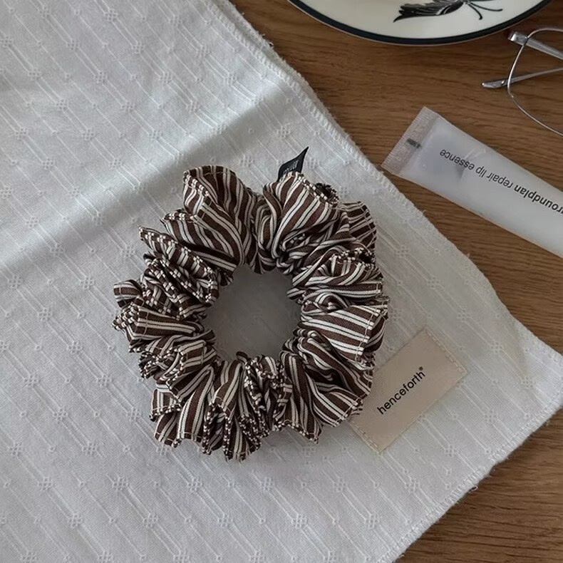 Women's Vintage Fabric Hair Tie Scrunchie Bun Maker Leopard Print