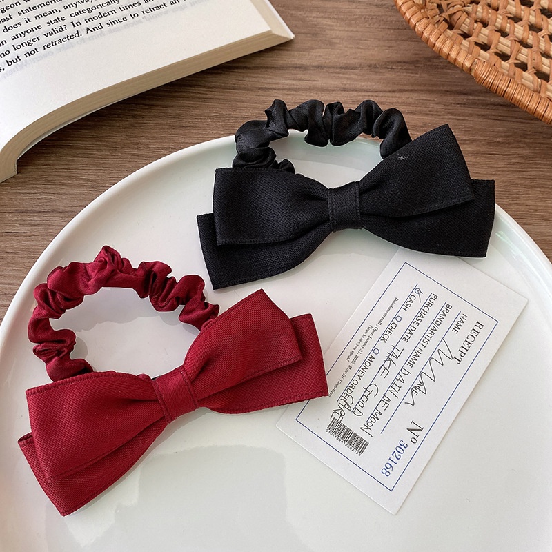 Women's Casual Satin Ballet Bowknot Scrunchie Hair Tie White Red Black