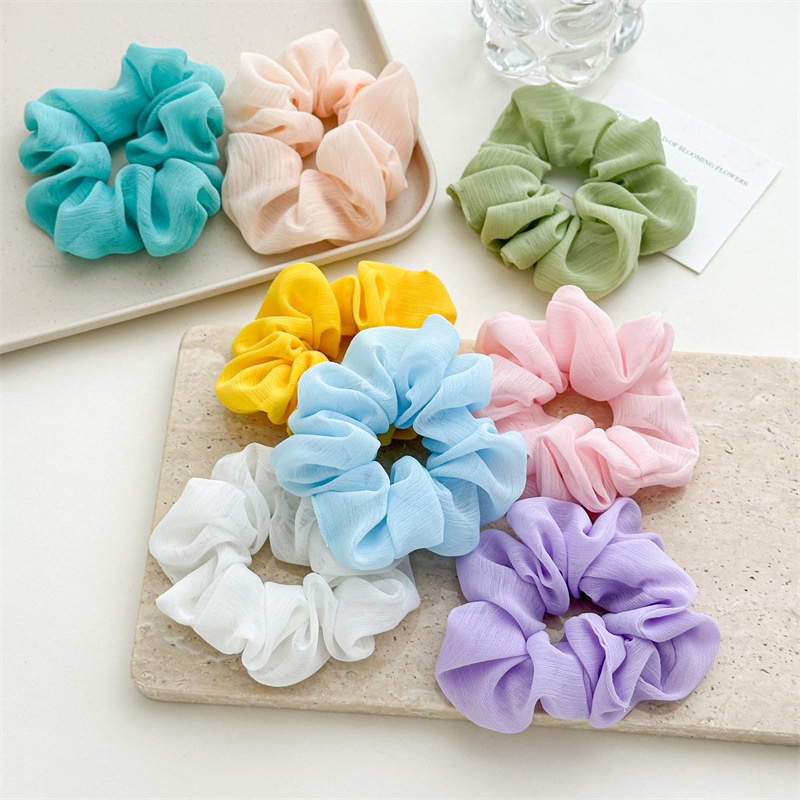 Women's Spring Polyester Hair Tie Simple Rubber Band Solid Blue