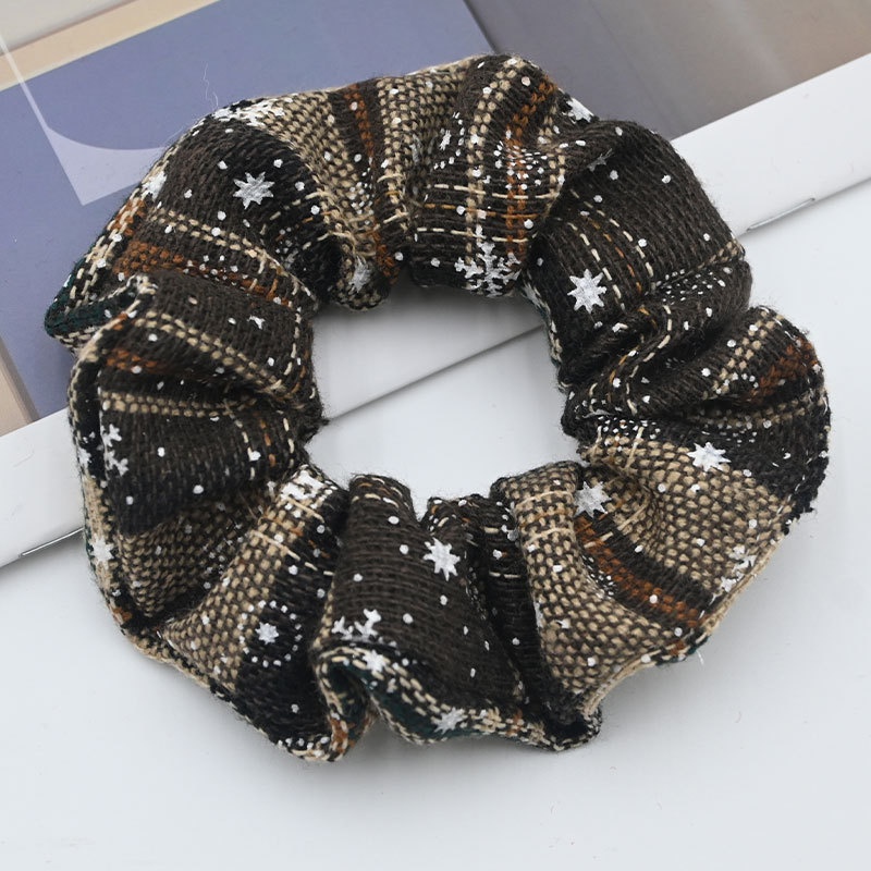 Women's High Elastic Cloth Bow Hair Ties Christmas Plaid Floral Print