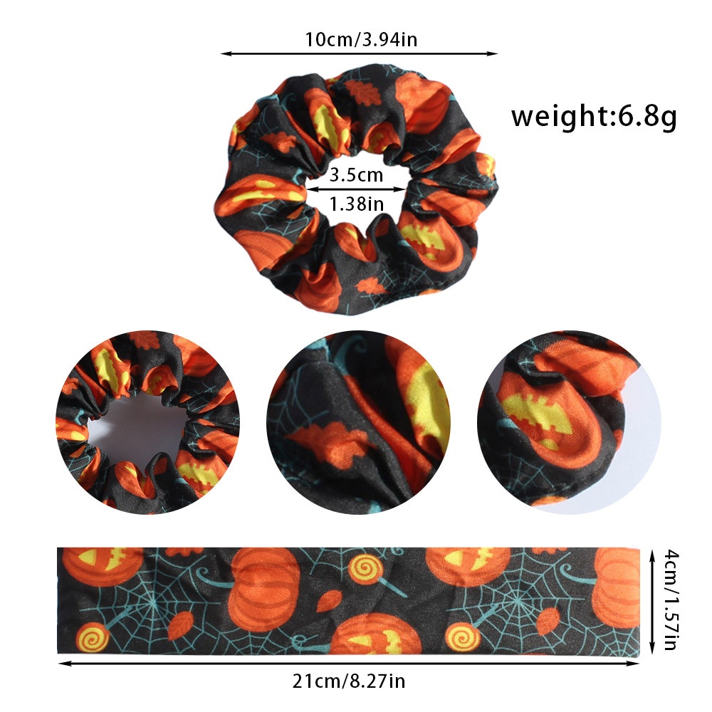 Women's Streetwear Satin Hair Scrunchies Funny Halloween Printed