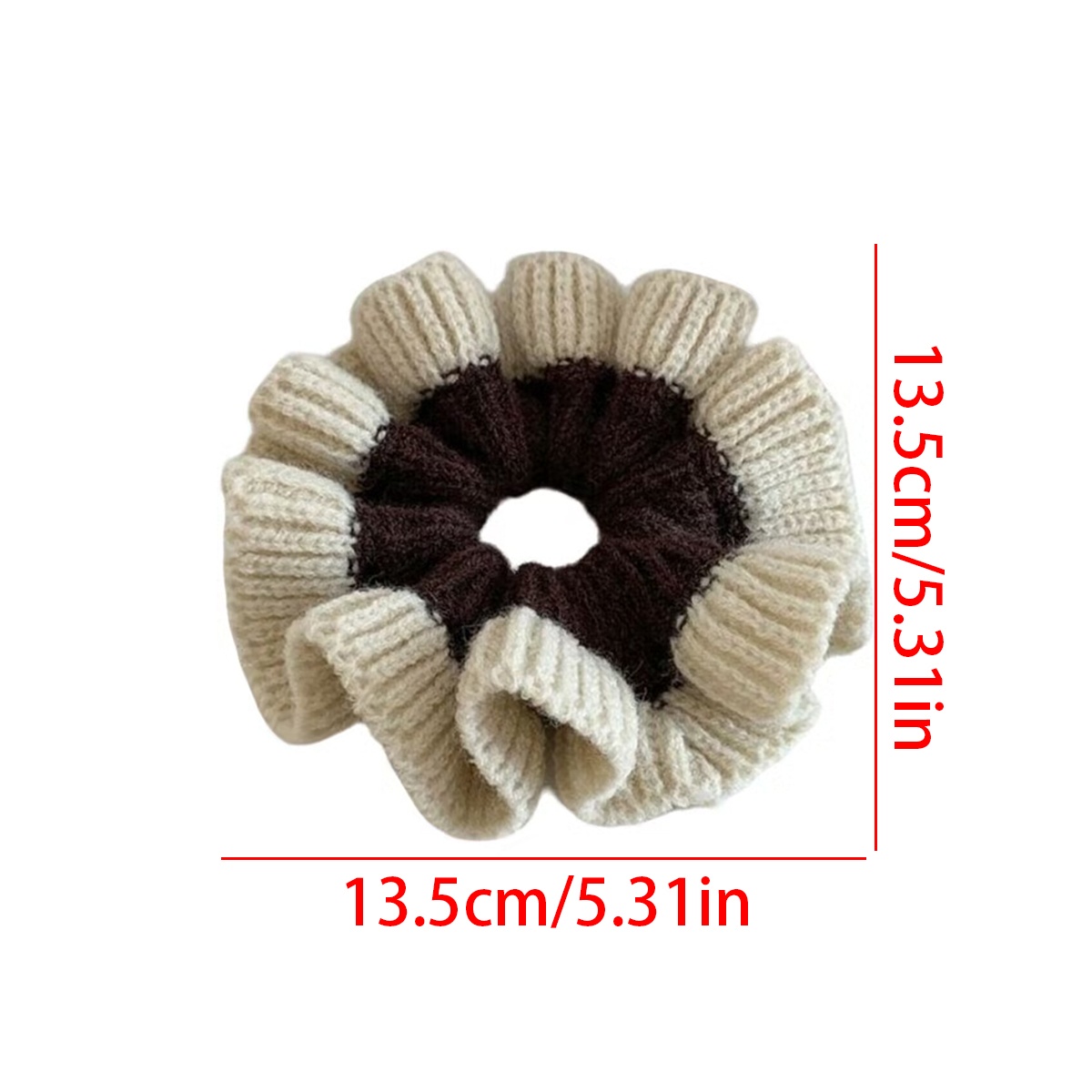 Women's Winter Knitted Lazy Bun Hair Scrunchie Color Block Pattern