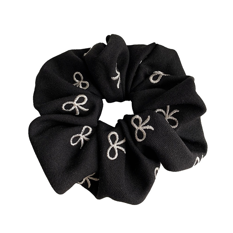 Women's Elegant Cloth Outdoor Hair Tie Pink Black Butterfly Bowtie