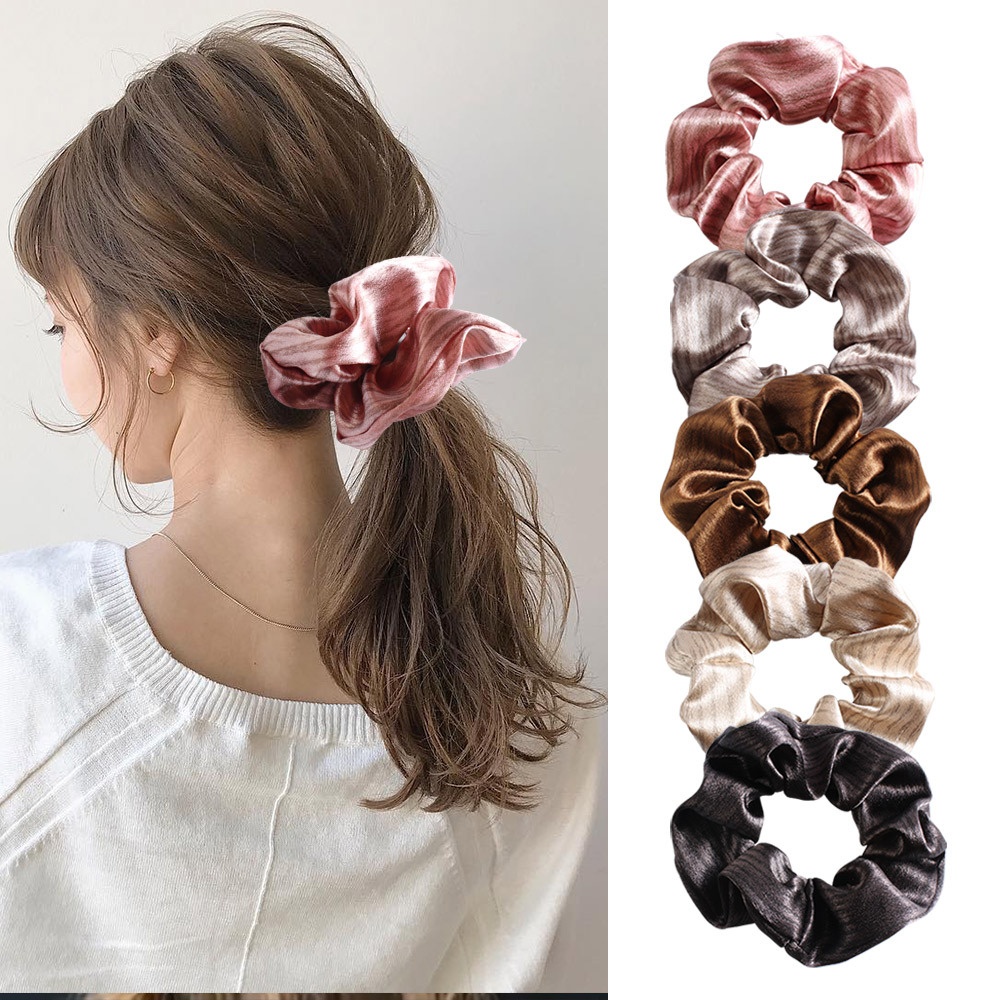 Women's Cloth Scrunchie Elastic Hair Ties For High Ponytail Solid Color