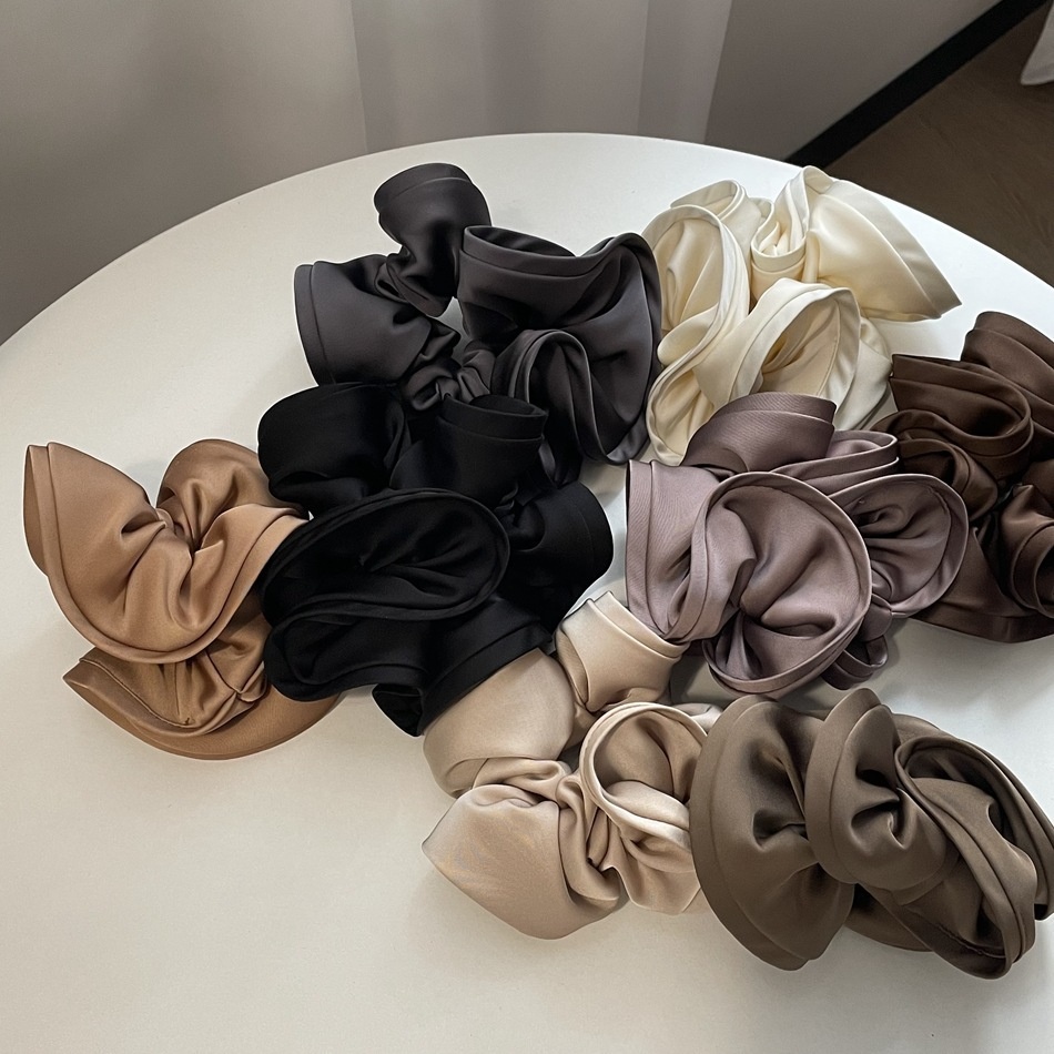 Women's Elegant Pleated Cloth Hair Tie Solid Color Minimalist Daily Scrunchie