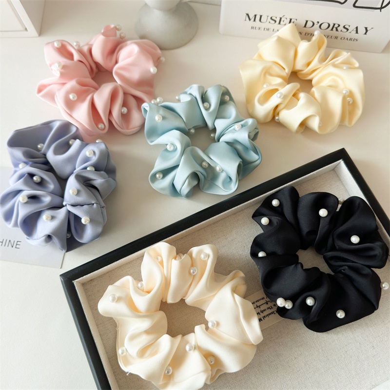 Women's Elegant Pearl Cloth Hair Tie Casual Holiday Solid Color