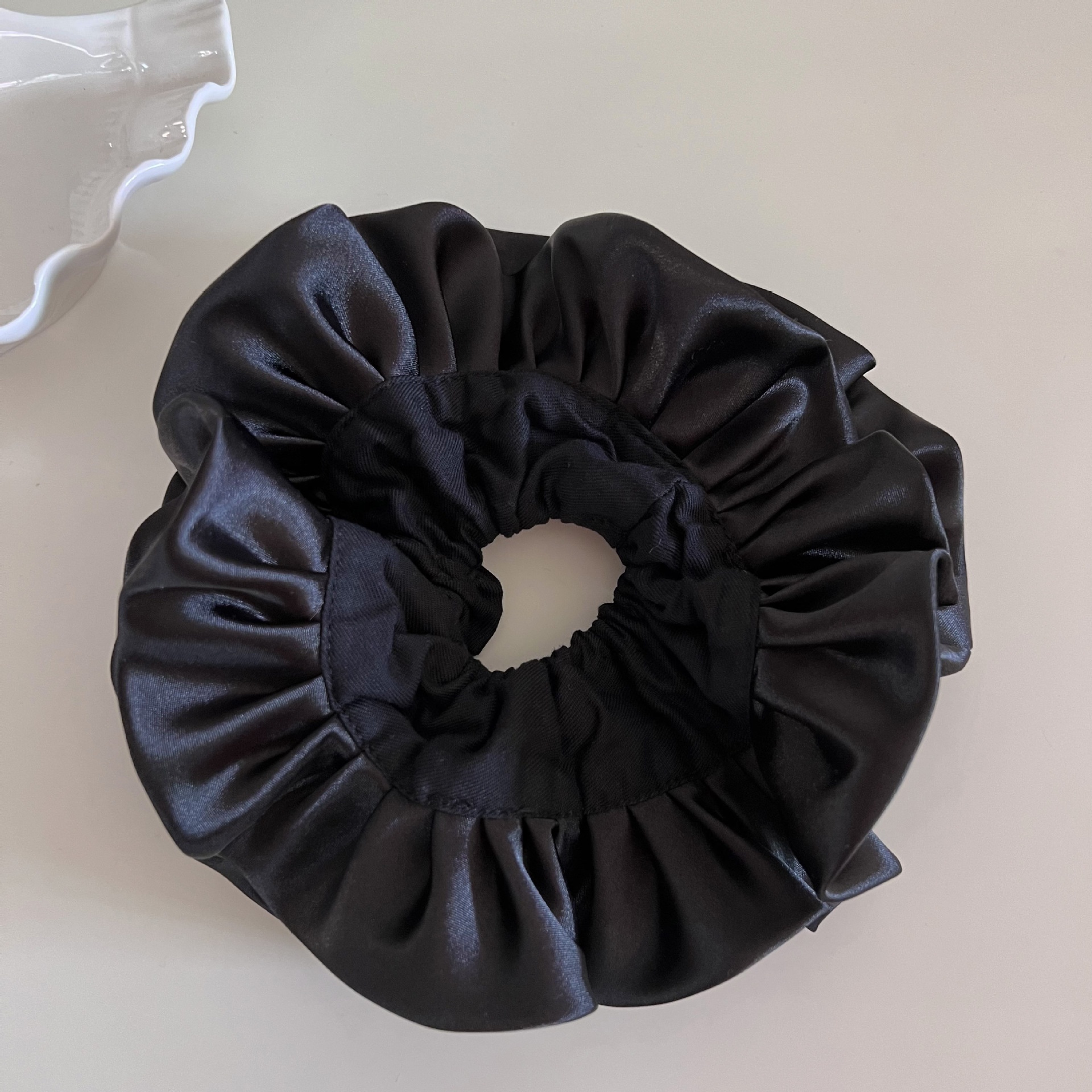 Women's Daily French Ruffle Cloth Scrunchie Hair Tie Light Blue Solid