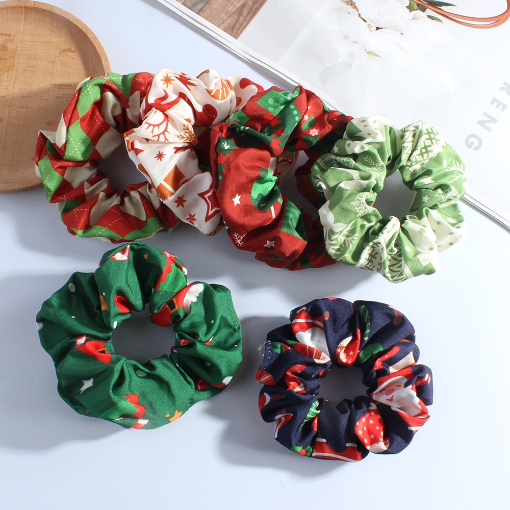 Women's Sweet Christmas Bowknot Elastic Fabric Hair Ties Festive New Model