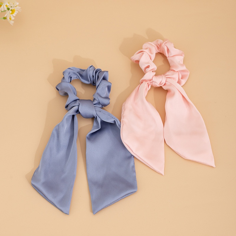 Women's Satin Bow Scrunchie Ribbon Daily Ponytail Holder Multicolor