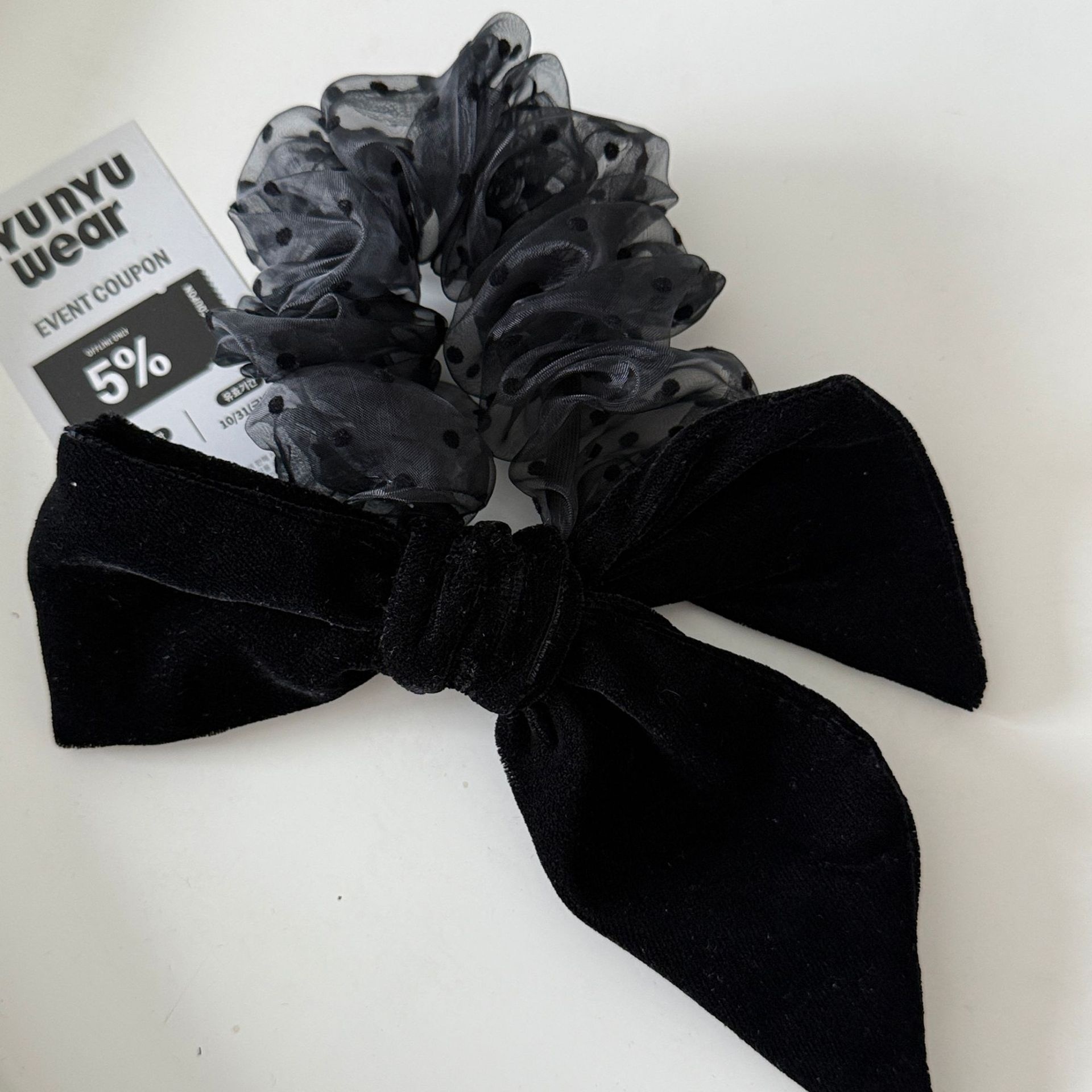 Women's Elegant Velvet Polka Dot Hair Tie Gradient Autumn Winter Scrunchie