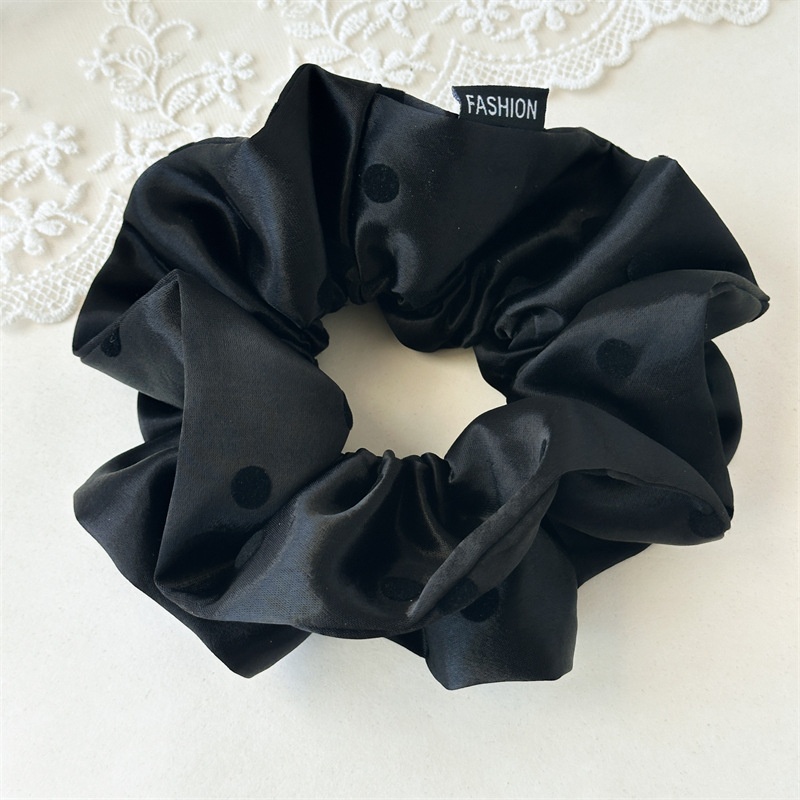 Women's Elegant Satin Polka Dot Hair Ties Stylish Flocking Bun Accessories