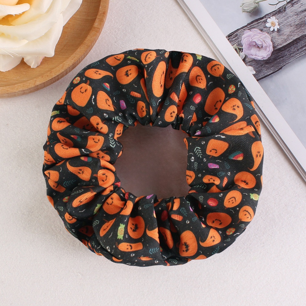 Women's Halloween Party Fabric Hair Scrunchies Colorful Skull Pattern