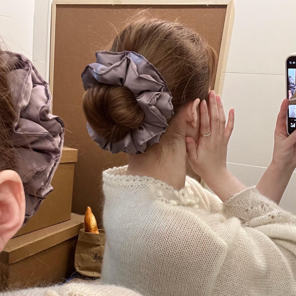 Women's Soft Satin Hair Tie Elegant Scrunchie For All Seasons Solid Color