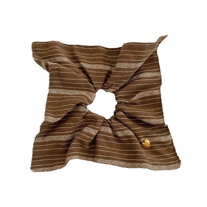 Women's Elegant Retro Striped Scarf Hair Tie Cloth Ponytail Holder