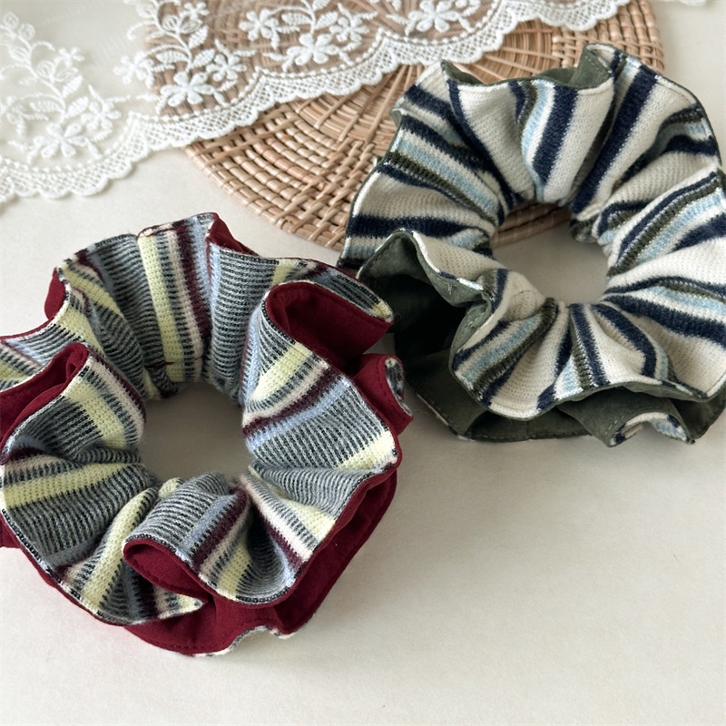 Women's Vintage Knitted Stripe Headband High Elasticity Winter Hair Tie