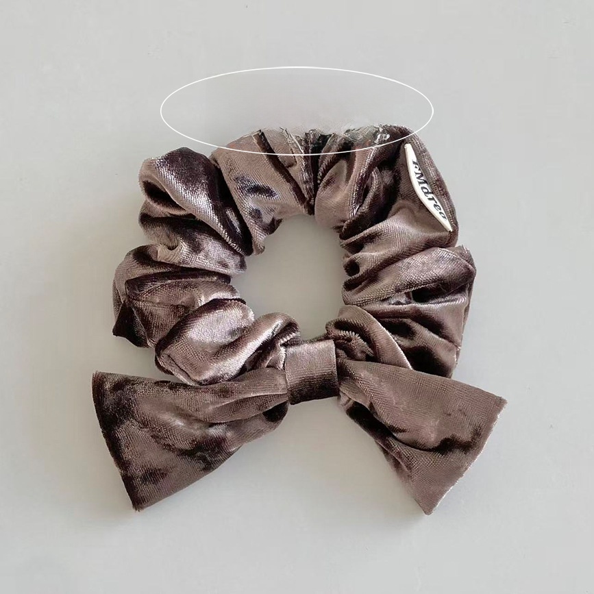 Women Autumn Winter Velvet Bow Hair Band Elastic Scrunchie Solid Color