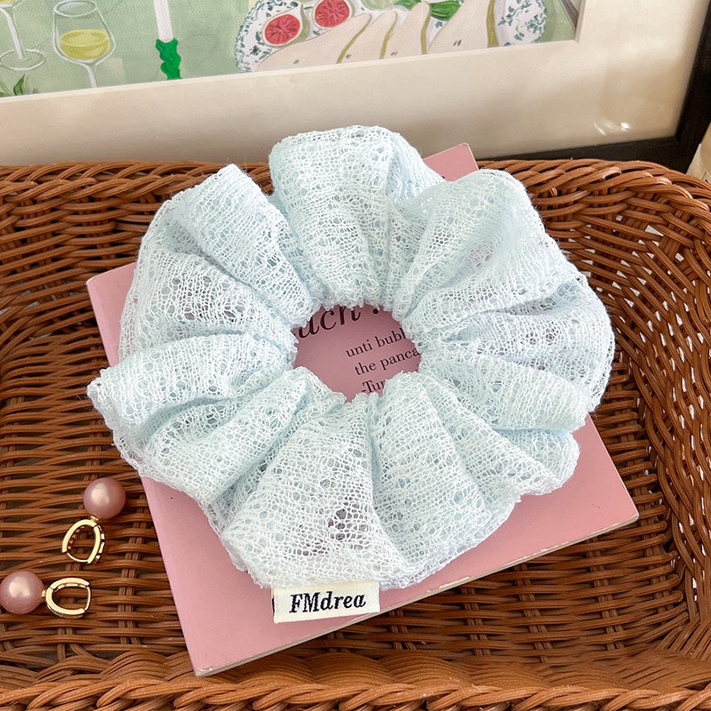 Women's Spring Soft Cloth Everyday Hair Tie Scrunchie Solid Sky Blue