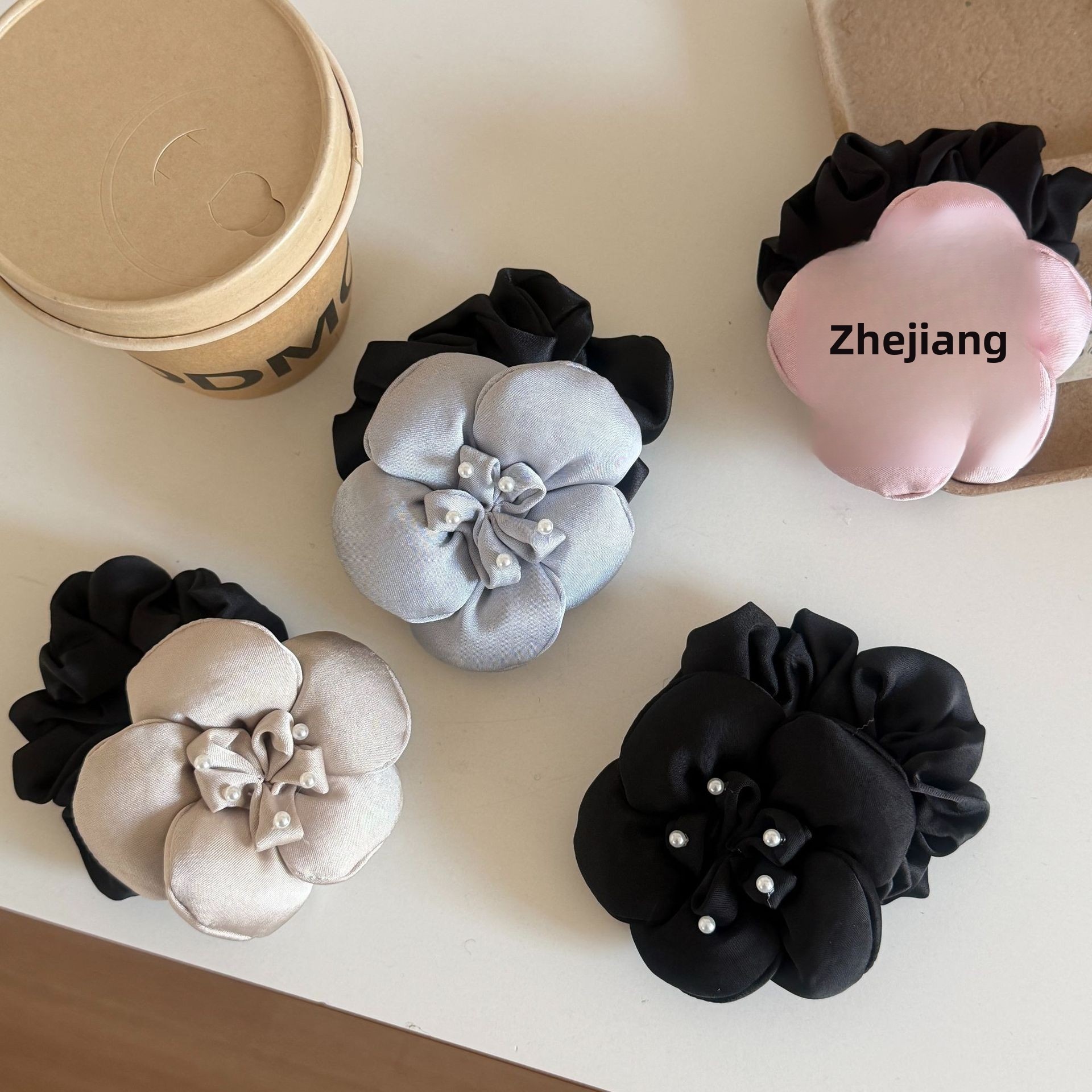 Women's Lolita Pearl Cloth Elastic Scrunchie Hair Tie Floral Polka Dot