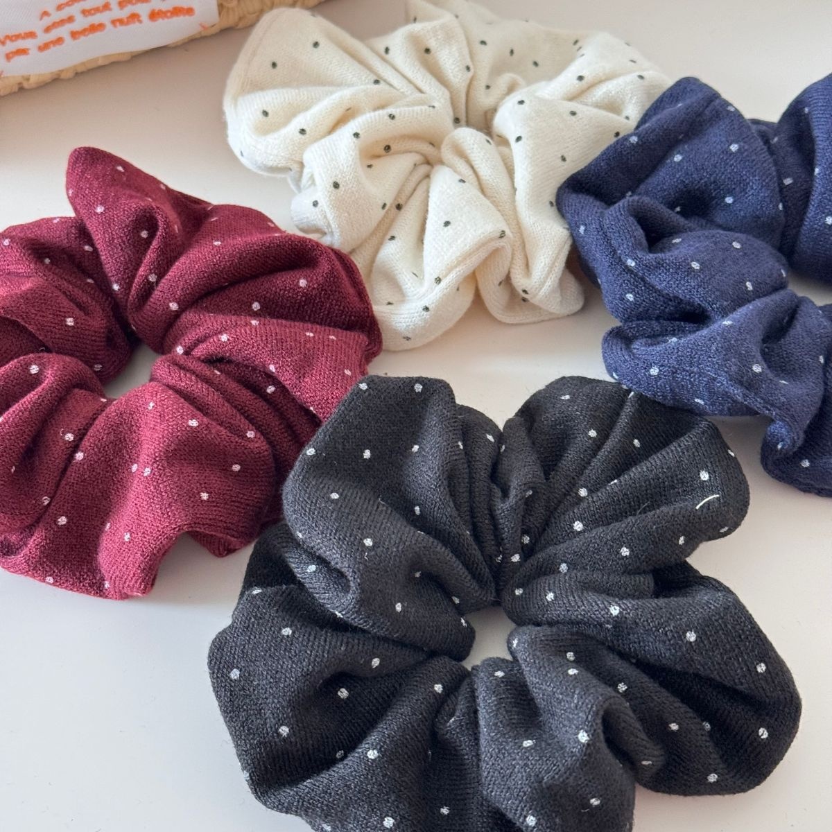 Girls Large High Elasticity Cloth Hair Ties Aesthetic Polka Dot Styling Bands