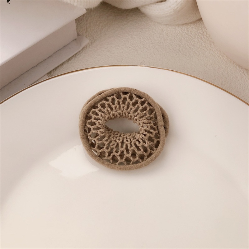 Women's Durable Polyester Hair Tie For Daily Styling Yellow Grid Pattern