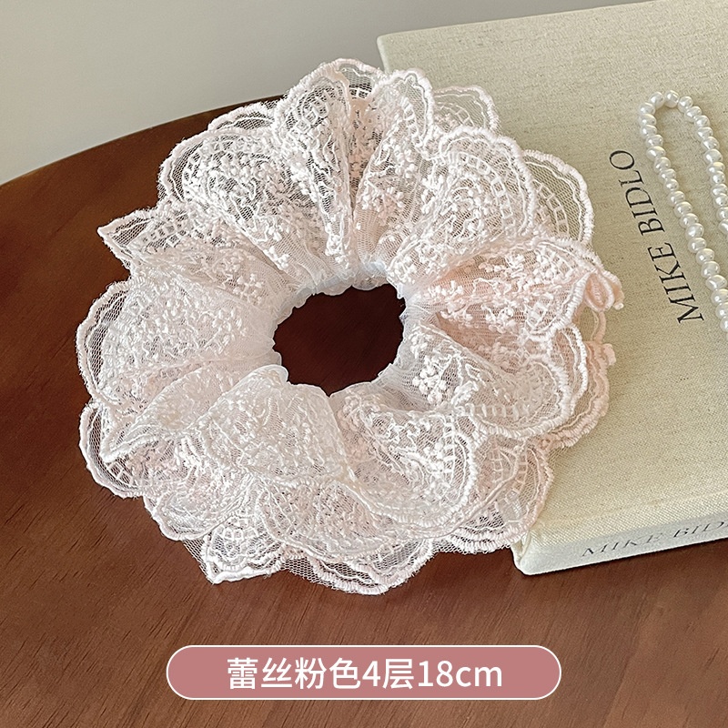 Women's Spring High-End Silky Pleated Pearl Streamer Large Hair Ring