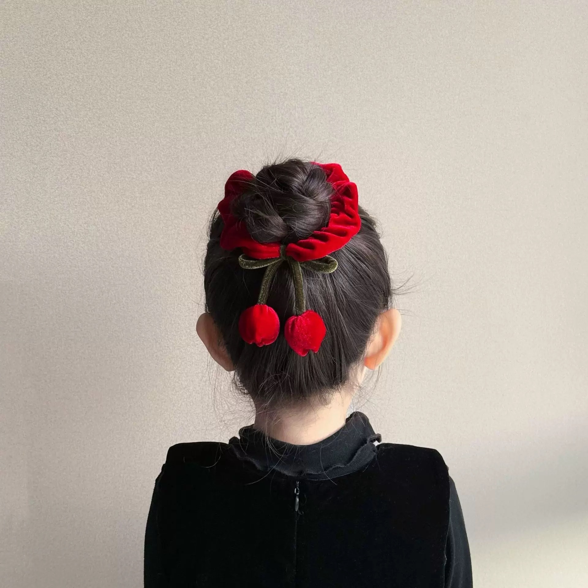 Women's Velvet Big Bow Hair Clip Autumn Winter Red Rose Hairband