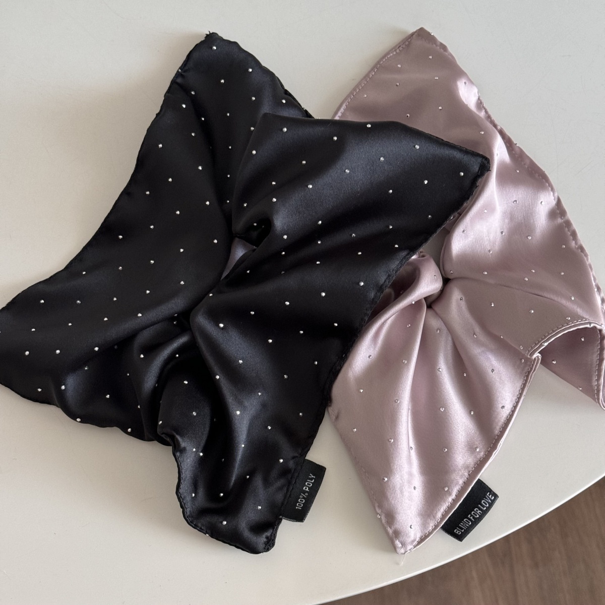 Women's Rhinestone Scarf Hair Ties Large Solid Fabric Square Hair Bands