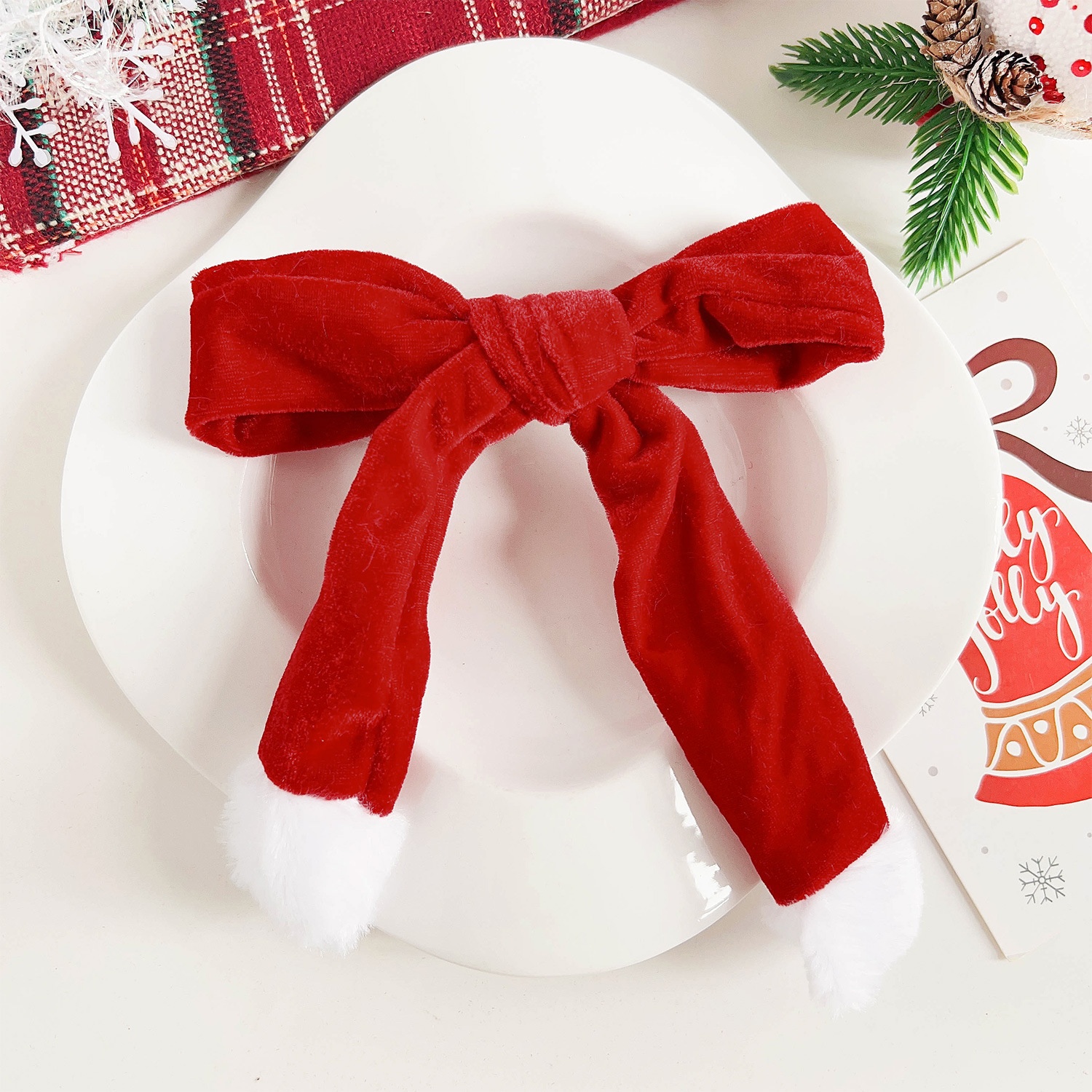 Women's Christmas Plush Hair Ring Elegant Gold Velvet Ponytail Tie