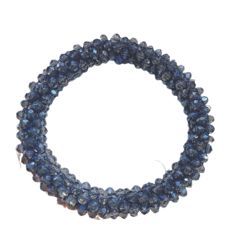 Women's Handmade Crystal Beaded Nylon Hair Ring Dual-Use Bracelet