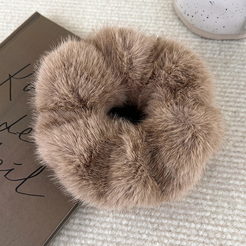 Women's Retro Imitation Mink Plush Daily Hair Scrunchie Solid Color