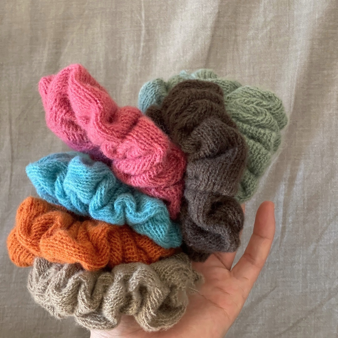 Women's Large Colorful Knitted Wool Elastic Hair Band Autumn Winter