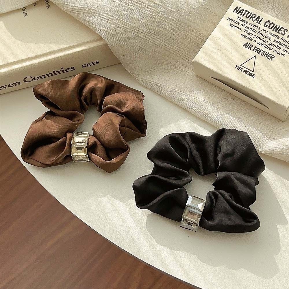 Women's Autumn Winter Satin Beaded Headband Black Floral Patchwork