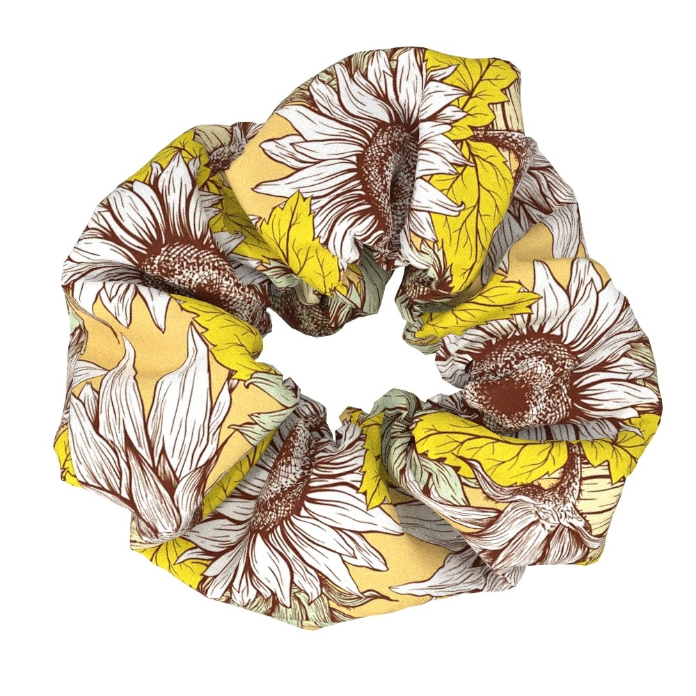 Women's Summer Cotton Elastic Hair Tie Giant Sunflower Pattern