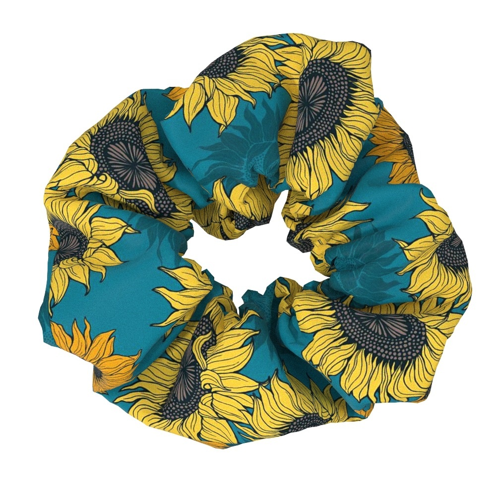 Women's Summer Cotton Elastic Hair Tie Giant Sunflower Pattern