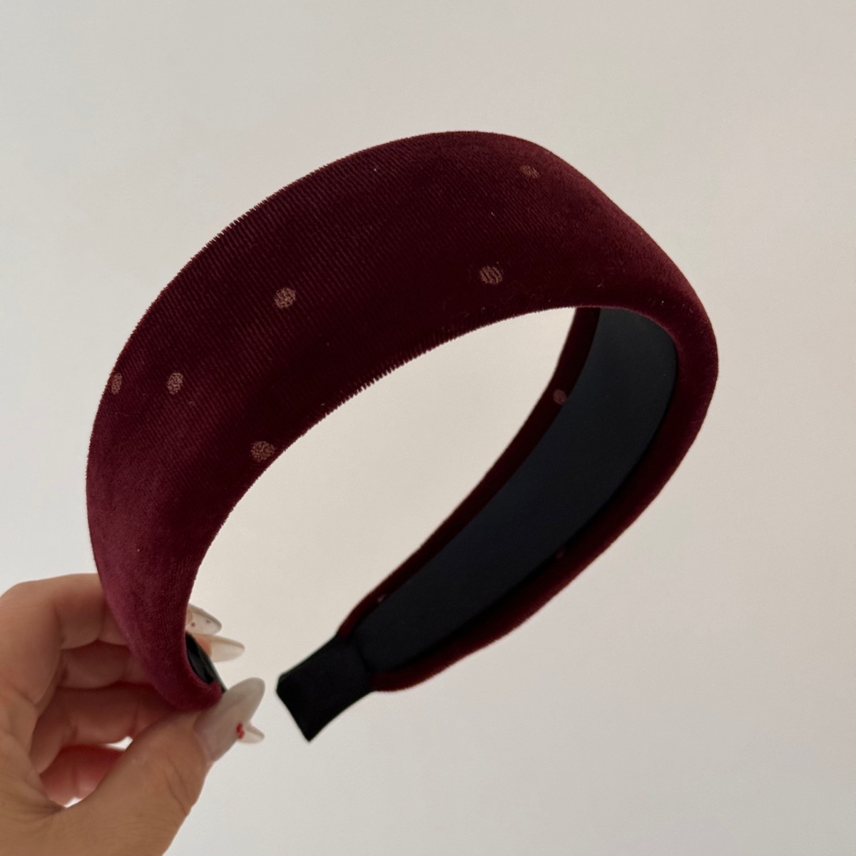 Women's Velvet Polka Dot Sponge Headband Autumn Winter Hair Accessories