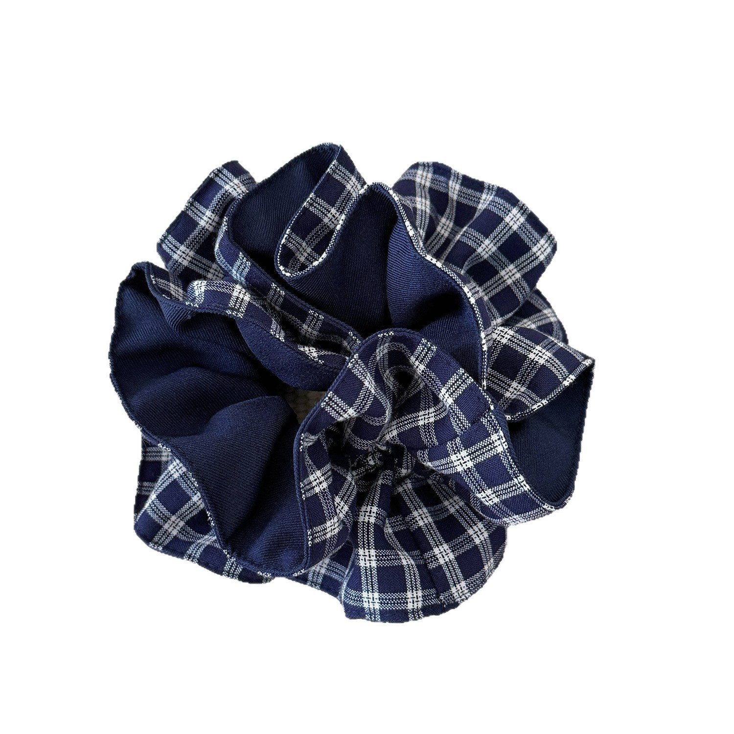 Women's Retro Cloth Flower Bud Hair Ties Double Layer Plaid Scrunchies