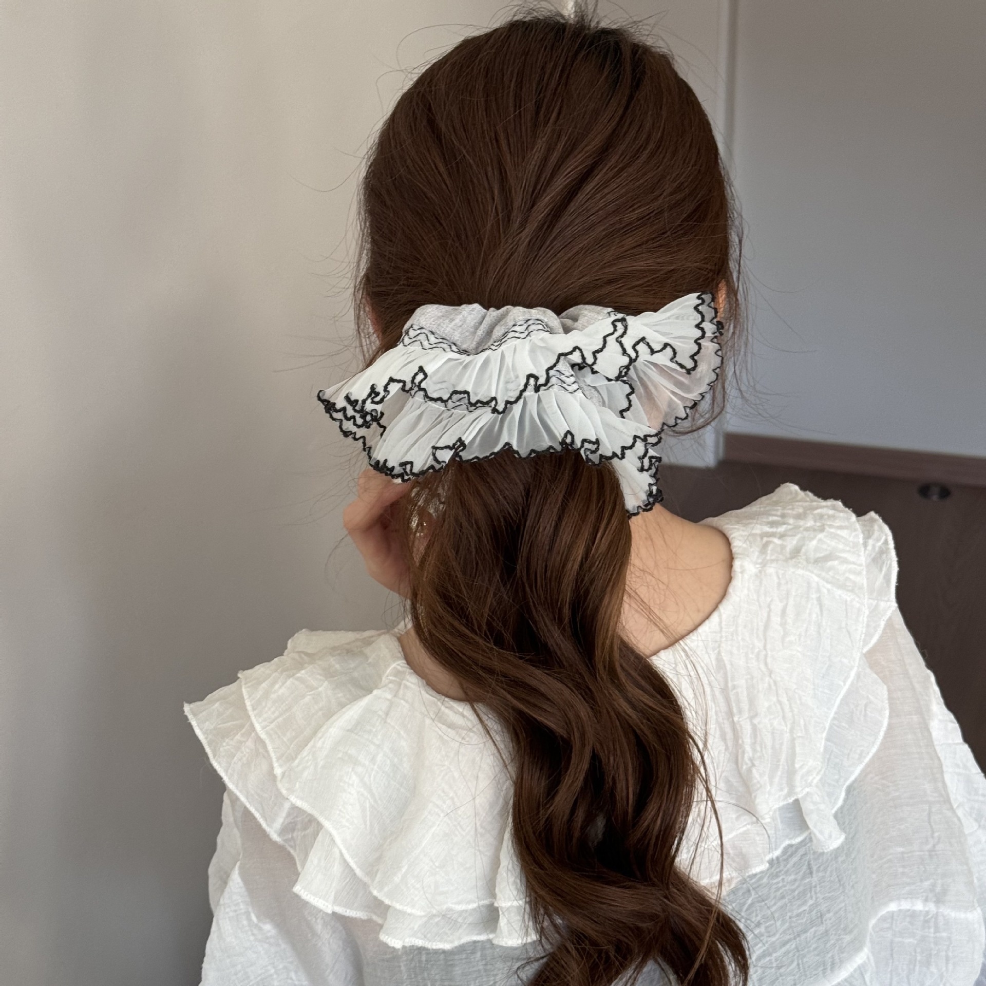Women's Spring Daily Wear Polyester Hair Tie Scrunchies Grey Lace