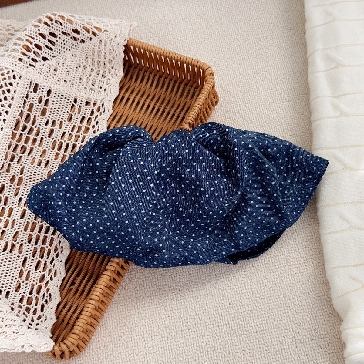 Women's Retro Net Lace Cloth Hair Tie Festival Headband Polka Dot