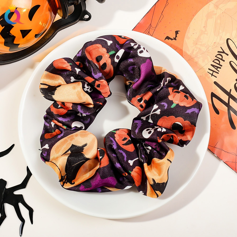 Women's Elastic Halloween Hair Tie Funny Pumpkin Skull Pattern
