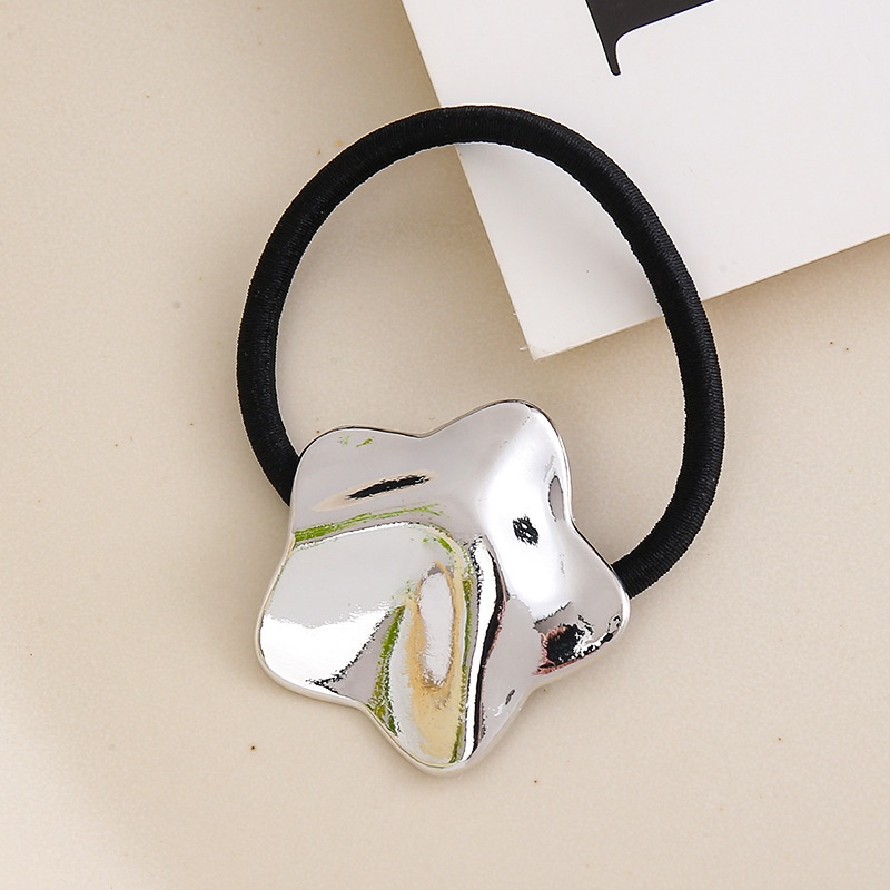 Women Metal Hair Ties Cold Tone Retro Geometric Star Heart