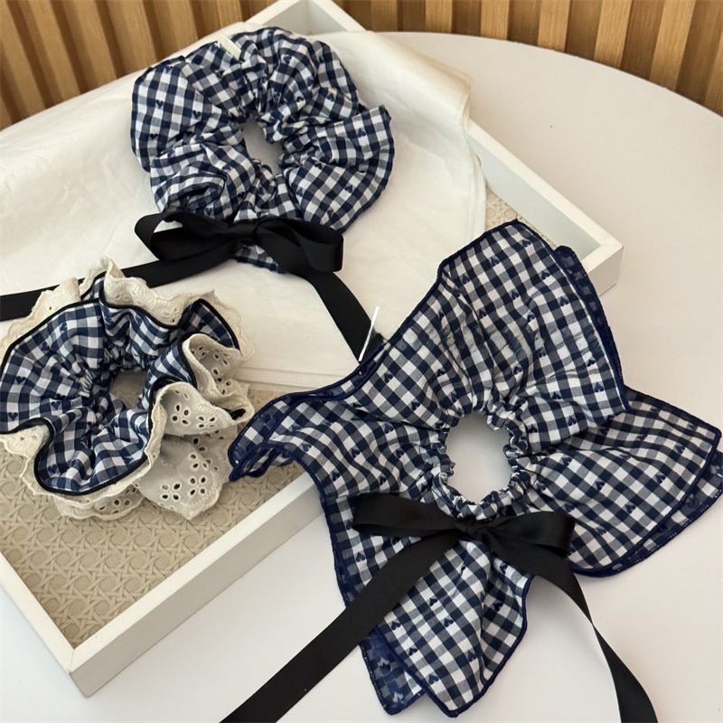 Women's Daily Cloth Hair Scrunchies Plaid Heart Lace Bow Knot