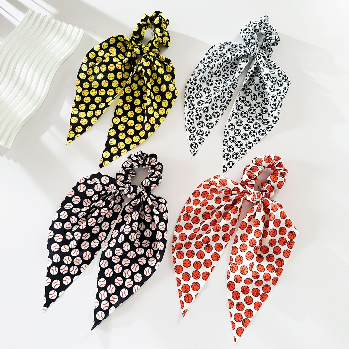 Women's Large Fabric Scrunchie Football Basketball Baseball Print