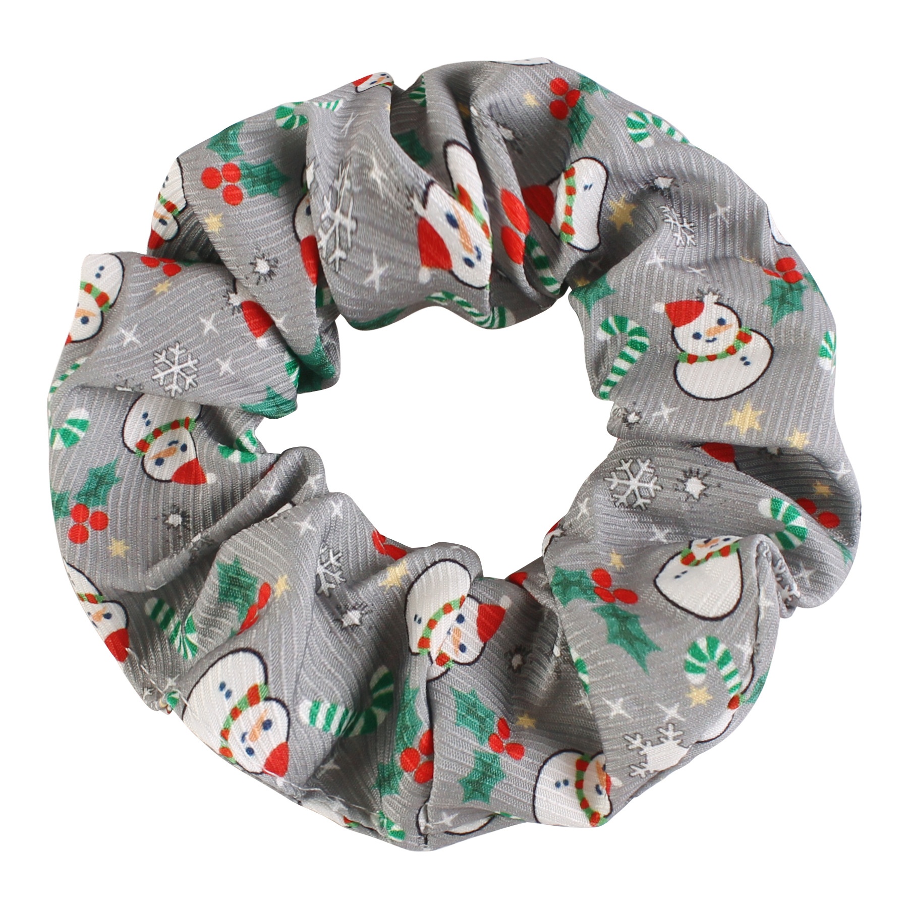 Women's Christmas Party Fabric Bow Hair Tie Reindeer Snowman Pattern