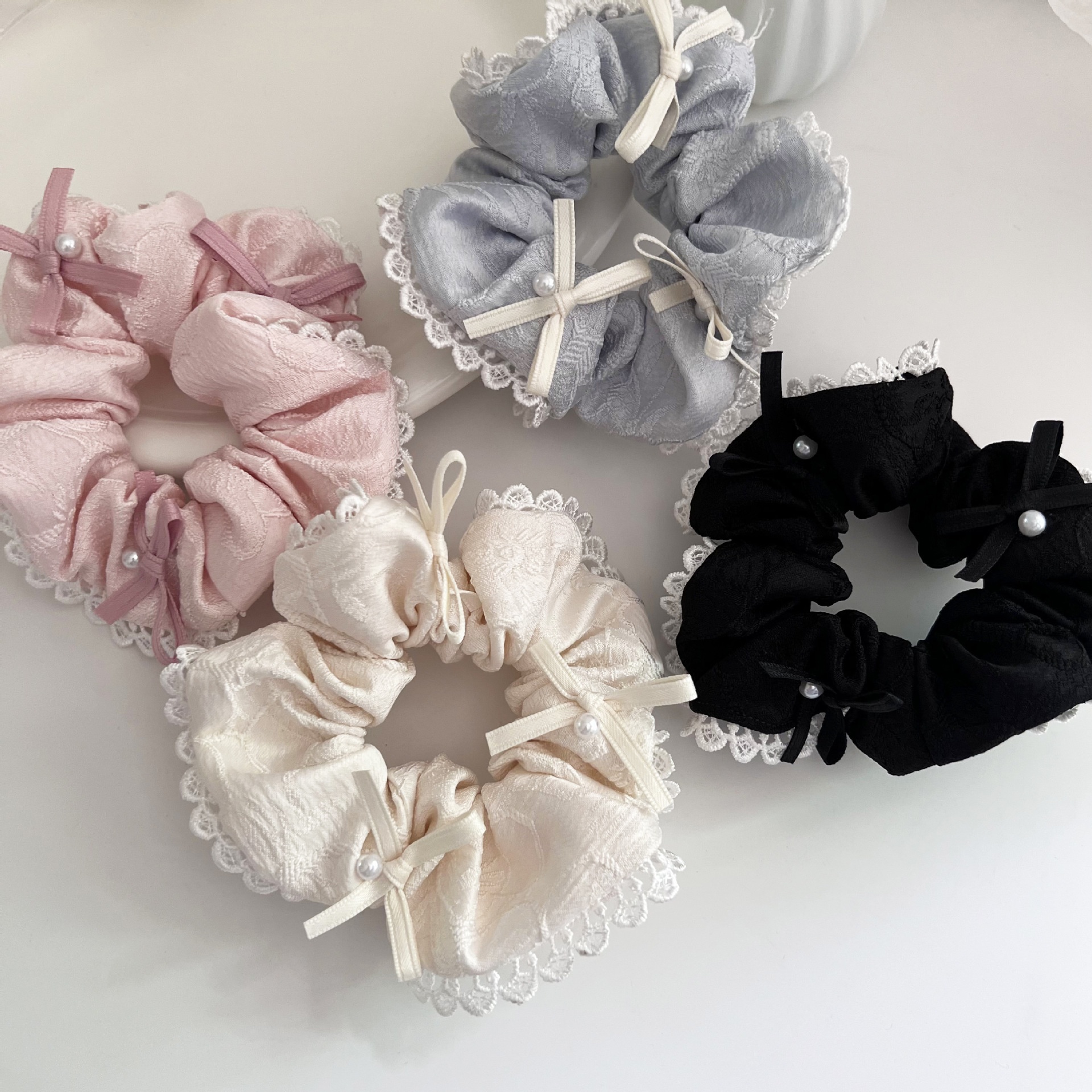 Women's Summer Casual Cloth Bowknot Hair Tie Styling Accessories Pink