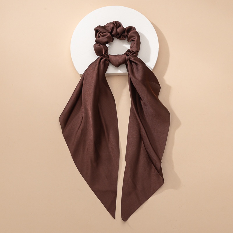 Women's Satin Scarf Scrunchie Long Ribbon Ponytail Tie Solid Color