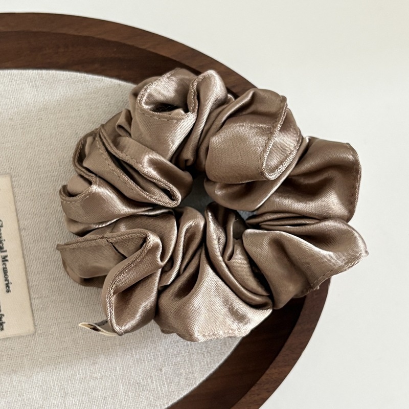 Women's Daily Shiny Satin Pleated Scrunchies Hair Ties Solid Color